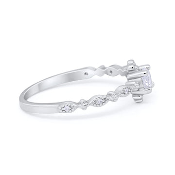 Petite Dainty Ring Round Simulated Cubic Zirconia 925 Sterling Silver